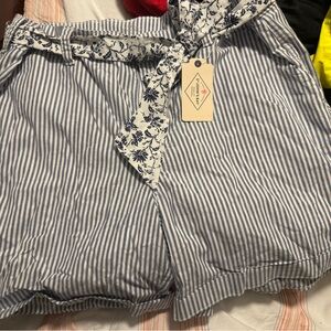 St. John's Bay Blue and White Striped Women's Shorts